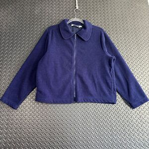 Vintage Basic Editions Navy Blue Full Zip Fleece Casual Wear Sweater Women Sz XL